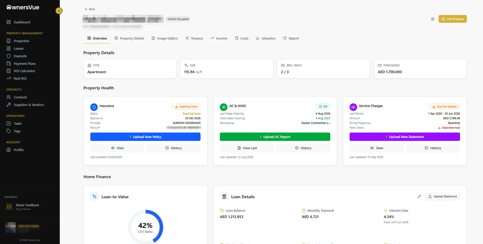 Property Dashboard for Owners